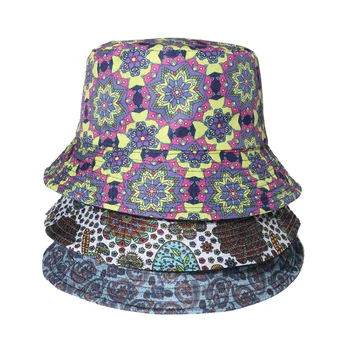 Широкополая шляпа с принтом в стиле Бохо, Солнцезащитная кепка с двусторонним ношением, открытый головной убор Унисекс, легкий всесезонный головной убор d88