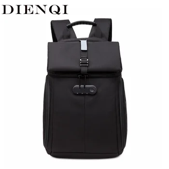 DIENQI Черные умные рюкзаки с противоугонным замком, дорожная сумка для студентов, Унисекс, Мужская, женская, водонепроницаемая сумка для ноутбука, рюкзак