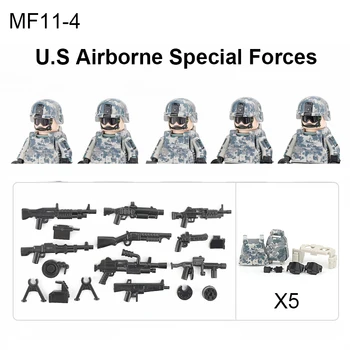 Военные солдаты воздушно-десантных войск США, строительные блоки, фигурки военной пехоты, Оружие, Детали пистолета, Мини-кирпичи, игрушки для детей