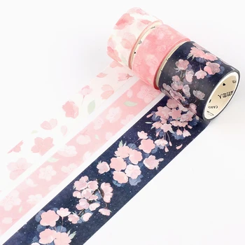 3 шт./шт Японская декоративная бумага для деко с цветочным рисунком вишни, маскирующая лента Васи, набор наклеек для рукоделия и скрапбукинга