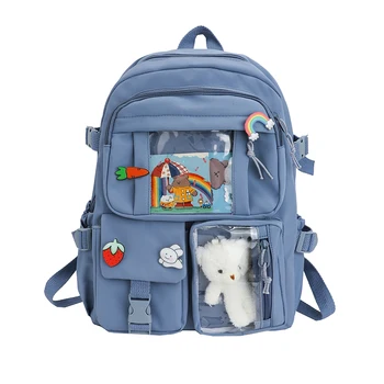 Школьные сумки, дорожные сумки, рюкзак для старшеклассниц и мальчиков с несколькими карманами, Новый рюкзак Kawaii, Модный Водонепроницаемый женский рюкзак