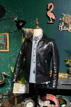Винтажная кожаная куртка цвета хаки из кожи Tea Core Horse Leather