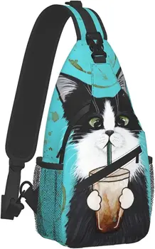 Рюкзак-слинг Cat, унисекс, нагрудные сумки через плечо, походный рюкзак для женщин, мужская сумка через плечо