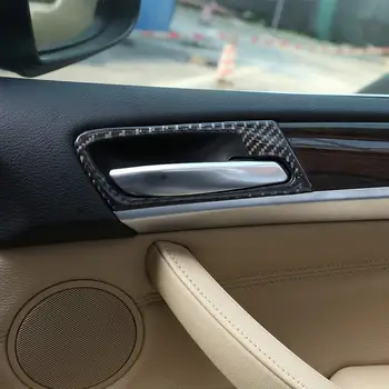 4шт Мягкое Углеродное Волокно Внутренняя Дверная Ручка Автомобиля Рамка Наклейка Накладка для BMW X5 E70 X6 E71 2008-2013