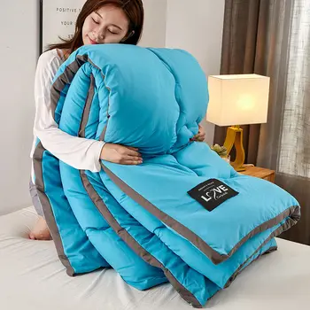 Однотонное стеганое толстое стеганое одеяло Four Seasons, супер Мягкое выстиранное бархатное стеганое одеяло, плюшевый пододеяльник, двустороннее теплое одеяло