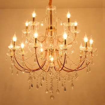 Хрустальная светодиодная люстра для гостиной Домашнего декора спальни внутреннего освещения Железное искусство Золотой хром Канделябры Кафе Лампа