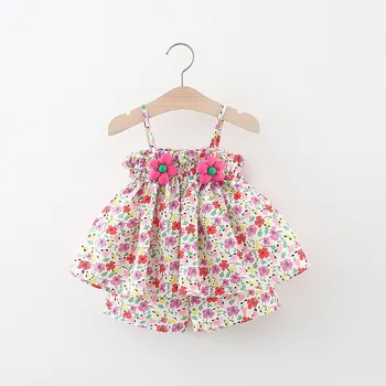 Летние комплекты одежды для новорожденных девочек, повседневная футболка с цветочным рисунком, Брюки, костюм из 2 предметов для маленьких девочек, одежда, комплект детской одежды