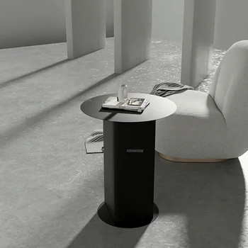 Журнальные столики из кованого железа в скандинавском стиле для мебели в гостиную, Черный, Белый, Простой Круглый чайный столик, Маленькая прикроватная тумбочка, спальня CN