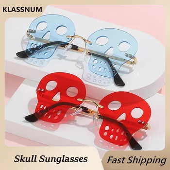 Солнцезащитные очки KLASSNUM в форме черепа, солнцезащитные очки без неправильной оправы, модные забавные солнцезащитные очки для женщин и мужчин, очки для косплея на Хэллоуин