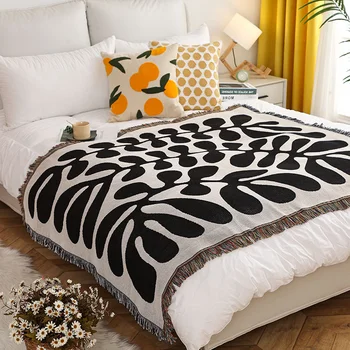 Моющееся дышащее домашнее Мягкое полотенце для дивана Цветочный Прохладный гобелен Декоративное хлопчатобумажное одеяло