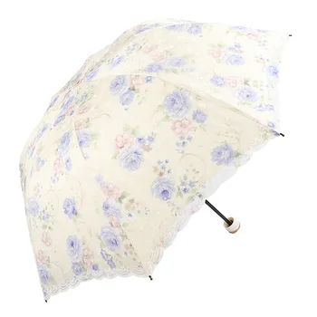 Солнцезащитный зонт Princess с защитой от ультрафиолета, двухслойный зонт для дождя и солнца, складной вышитый кружевной зонт