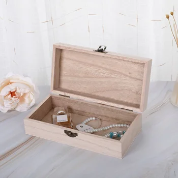 Прямоугольный деревянный ящик для хранения Ретро-шкатулка для драгоценностей Настольный Органайзер Деревянный контейнер-раскладушка Деревянная Подарочная коробка