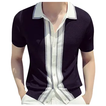 Мужская модная повседневная однотонная рубашка с коротким рукавом, супертонкая мужская светская деловая рубашка, Брендовая мужская спортивная одежда для фитнеса