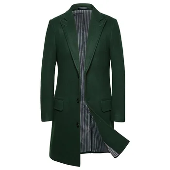 Новое осенне-зимнее модное теплое мужское однотонное повседневное шерстяное пальто, ветровка