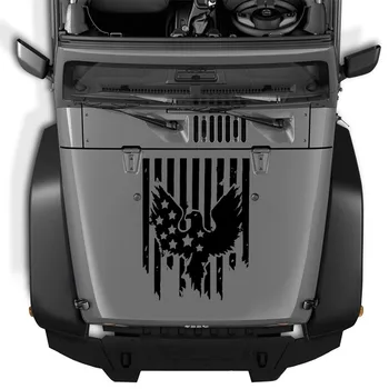 Наклейка на Капот автомобиля с изображением Американского Флага Орел Креативная Забавная Графическая Виниловая Наклейка Для внешнего оформления автомобиля Модифицированные Аксессуары