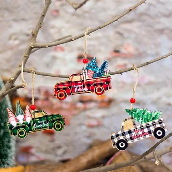 Подвесные деревянные подвески для автомобилей на Рождественской елке, Веселые Рождественские Мультяшные украшения 2023, Рождественские Украшения для вечеринок с Новым Годом