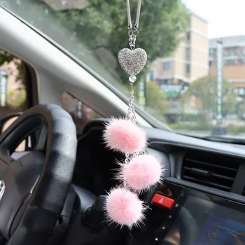Аксессуары для автомобиля с бриллиантами, подвеска в виде шарика для волос, подвеска в виде зеркала заднего вида, подарок на день рождения, украшения для авто
