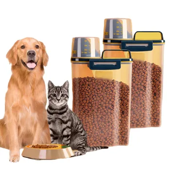 Контейнер для корма для собак и кошек, Герметичный пластиковый резервуар для хранения, Влагостойкие герметичные банки, Прозрачные бутылки и баночки, аксессуары для домашних животных