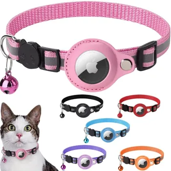 Чехол для Apple Airtag, ошейник для кошки с колокольчиком, светоотражающий нейлоновый ошейник для собаки, GPS-навигатор, защита от потери местоположения, товары для домашних животных