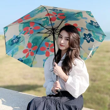 Новый Модный женский автоматический зонт с принтом 