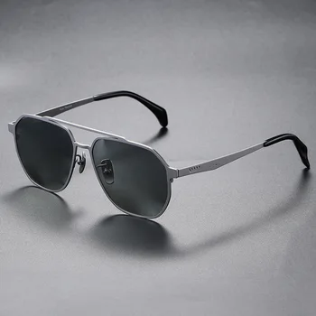 Новые брендовые мужские солнцезащитные очки из чистого титана с поляризацией UV400, оптические очки для вождения и рыбалки, очки с абажуром высшего качества