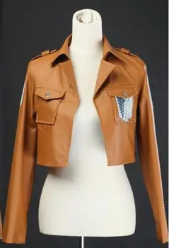 Куртка для косплея из искусственной кожи для мужчин и женщин Mikasa Ackerman Eren Jaeger, пальто Cos, кожаные топы
