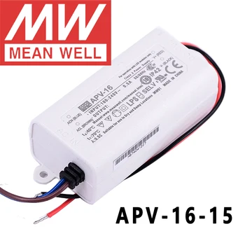 Оригинальный Mean Well APV-16-15 meanwell постоянного напряжения 15 В/1 А, светодиодный импульсный источник питания мощностью 15 Вт с одним выходом