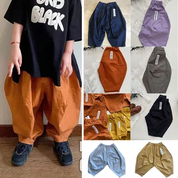 EnkeliBB Для маленьких мальчиков, весенне-летние свободные штаны, шаровары для мальчиков, модные штаны для девочек в японском стиле