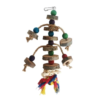 Игрушка-попугай Разноцветные деревянные бусины веревки натуральные блоки разрывающие игрушки для маленьких средних птиц Мини Ара
