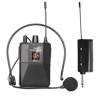 Беспроводная гарнитура UHF, Микрофон с приемником-передатчиком, светодиодный цифровой дисплей, передатчик Bodypack для обучения живому выступлению.