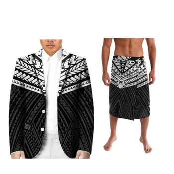 Деловой костюм Vintage Tribe для отдыха, Свадебная вечеринка, выпускной бал, Мужской полинезийский костюм Поло с воротником-стойкой, комплект из двух предметов, индивидуальный рисунок костюма