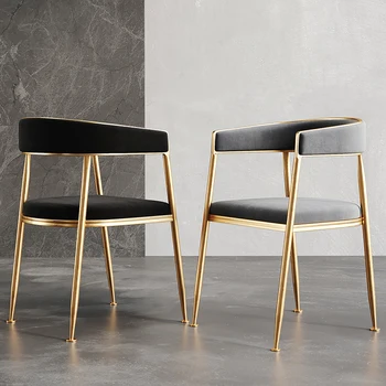 Скандинавские роскошные обеденные стулья для кафе для отдыха Современный золотой ресторанный стул мебель для столовой тканевый обеденный стул Офисное кресло