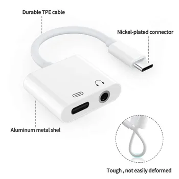 Тип C до 3,5 мм Зарядный Порт 2 в 1 AUX Аудиоразъем Кабель-Адаптер для iPad 2018 для Huawei Mate 10 20 pro P20