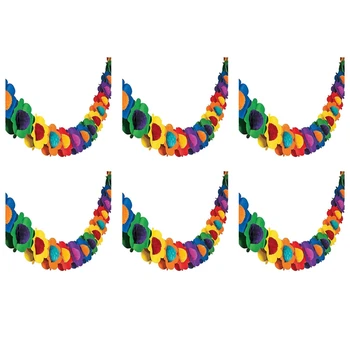 6X Украшения Из Бумажной Гирлянды, Мексиканский Баннер Гирлянда Из Гибискуса Цветочный Баннер Тропические Бумажные Цветы Luau Party