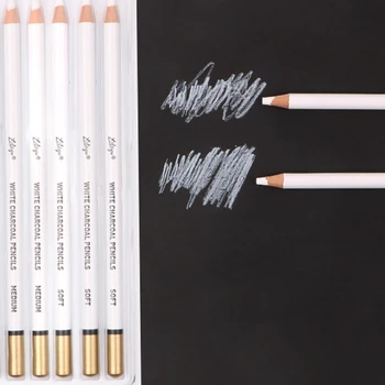 6шт Портативный набор белых угольных карандашей Pro Artist Отлично подходит для рисования эскизов растушевки на темной бумаге Цветной картон 24BB