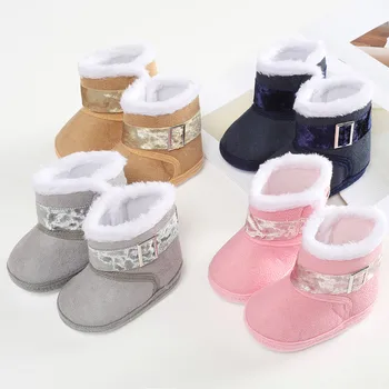 0-12 м, детские флисовые теплые ботинки, осенне-зимняя обувь для новорожденных, обувь для мальчиков и девочек, противоскользящие зимние ботинки на мягкой подошве, обувь для детской кроватки