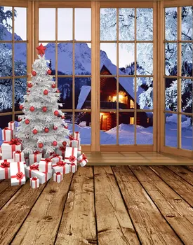 Подарок на Рождественскую елку размером 5x7 футов, деревянный пол, снежные фоны для фотосъемки, реквизит для фотосессии, студийный фон