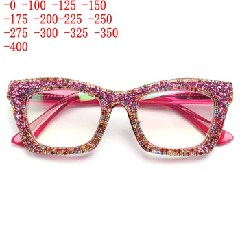 Модные очки для близорукости с бриллиантами Женские очки в роскошной блестящей оправе с защитой от синего света, очки по рецепту, Женские очки со стразами XN