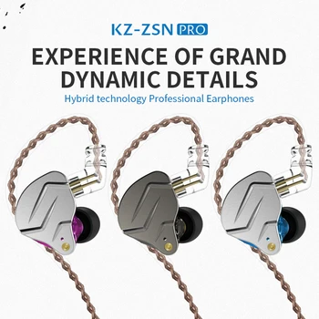 Для KZ ZSN Pro Металлические Наушники 1BA + 1DD Гибридная Технология HI-Fi Басовые Наушники-Вкладыши Мониторные Наушники С Шумоподавлением Гарнитуры