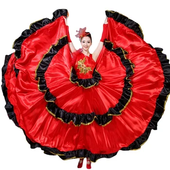 Женское платье для испанской корриды, танцевальное представление фламенко, красный костюм для нового дебютного танца, пышная юбка для взрослых женщин, танцевальная одежда