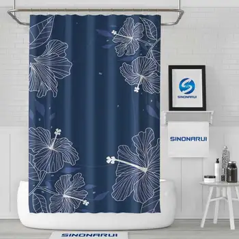 Дизайн Sinonarui с белым цветочным узором, водонепроницаемые занавески для душа из экологически чистой полиэфирной ткани для украшения ванной комнаты