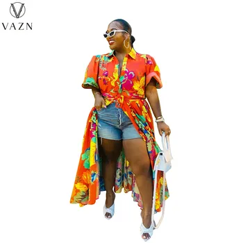 VAZN 2022, Весенняя новинка в африканском стиле, женская мода, Уличная повседневная верхняя одежда с коротким рукавом и лацканами, Однобортная Повседневная верхняя одежда
