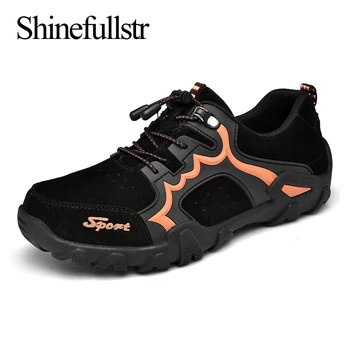 Мужская Кожаная походная обувь Треккинговая Горная обувь Senderismo Уличные мужские кроссовки для ходьбы Кемпинг Скалолазание Zapatillas Trail