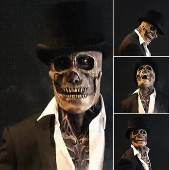 Новейшая биохимическая маска скелета для косплея на Хэллоуин в 2021 году, реквизит для косплея, силиконовый полностью закрывающий голову чехол со шляпой d88