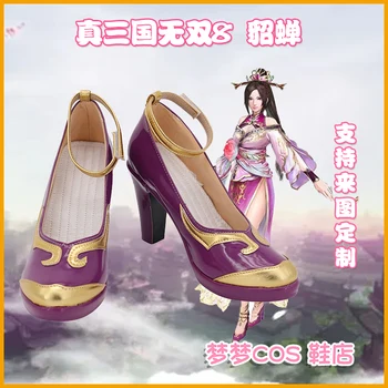 Game Shin Sangokumusou8 Обувь для косплея Диао Чан, ботинки, сшитые на заказ для реквизита вечеринки в честь Хэллоуина