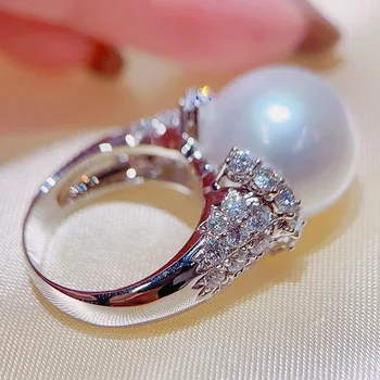 Роскошные Женские кольца с имитацией жемчуга Iced Out CZ, высококачественные Обручальные кольца серебряного цвета, Модные Новые Ювелирные изделия