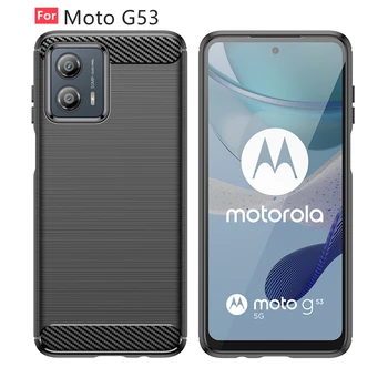 Для Обложки Moto G53 Чехол Для Moto G53 Саппу Бампер Из Углеродного Волокна Силиконовая Задняя Крышка Противоударный TPU Мягкий Чехол Motorola Moto G53 G 53