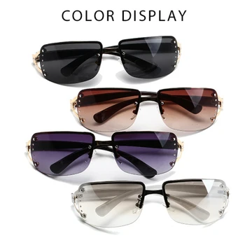 Новая мода Y2K Spicy Girls Sweet Cool Солнцезащитные очки в стиле Ретро Безрамочные Квадратные Очки Мужчины Женщина Индивидуальность Алмазные вставки
