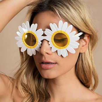 2023 Новые Декоративные очки для вечеринки, забавные Женские солнцезащитные очки Sun Flower Daisy Party, Эффектные очки для косплея, очки для девочек UV400