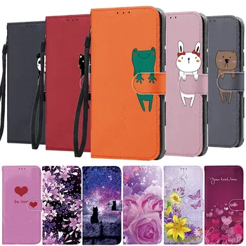 Кожаный Флип-Бумажник-Подставка Для Samsung Galaxy S22 S21 Ultra S20 FE S10 Plus A13 A10 A53 С Рисунком Животного и Цветка На Задней Крышке
